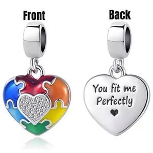 Autism Awareness Charm, S925 Silver Dangle Charm, fits Pandora Charm Bracelets